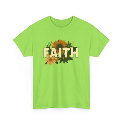 Faith Floral Unisex Tee, Inspirational Shirt for Everyday Wear, Sunflower Graphic Tee, Gift for Family and Friends, Faith-Based Apparel