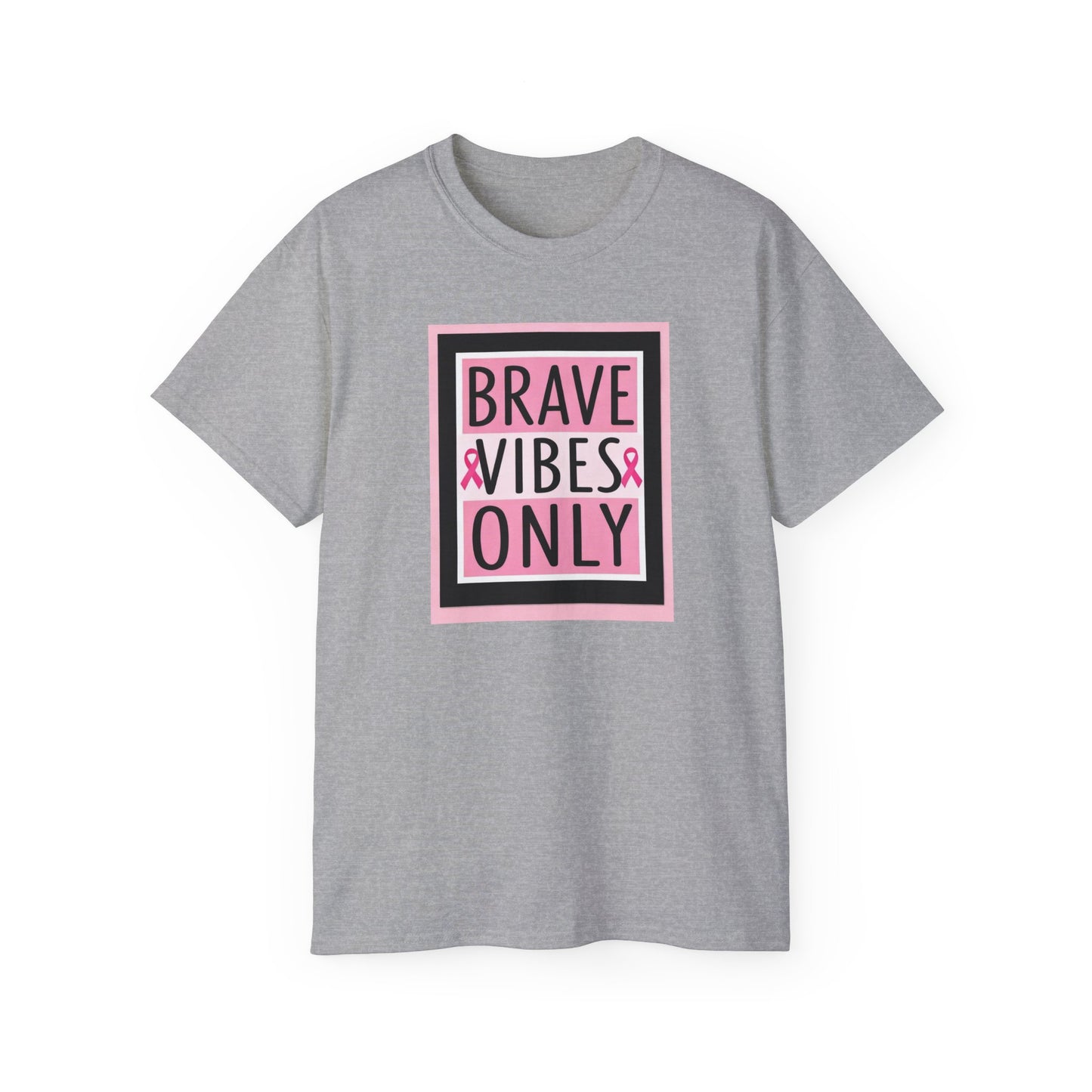 Brave Vibes Only Tee, Unisex Cotton Shirt, Inspirational Apparel, Gift for Cancer Awareness, Positive Vibes T-Shirt