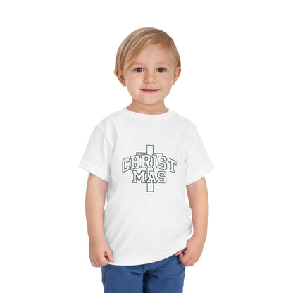 Toddler Christmas Tee — ‘CHRISTMAS’ Cross Holiday Shirt