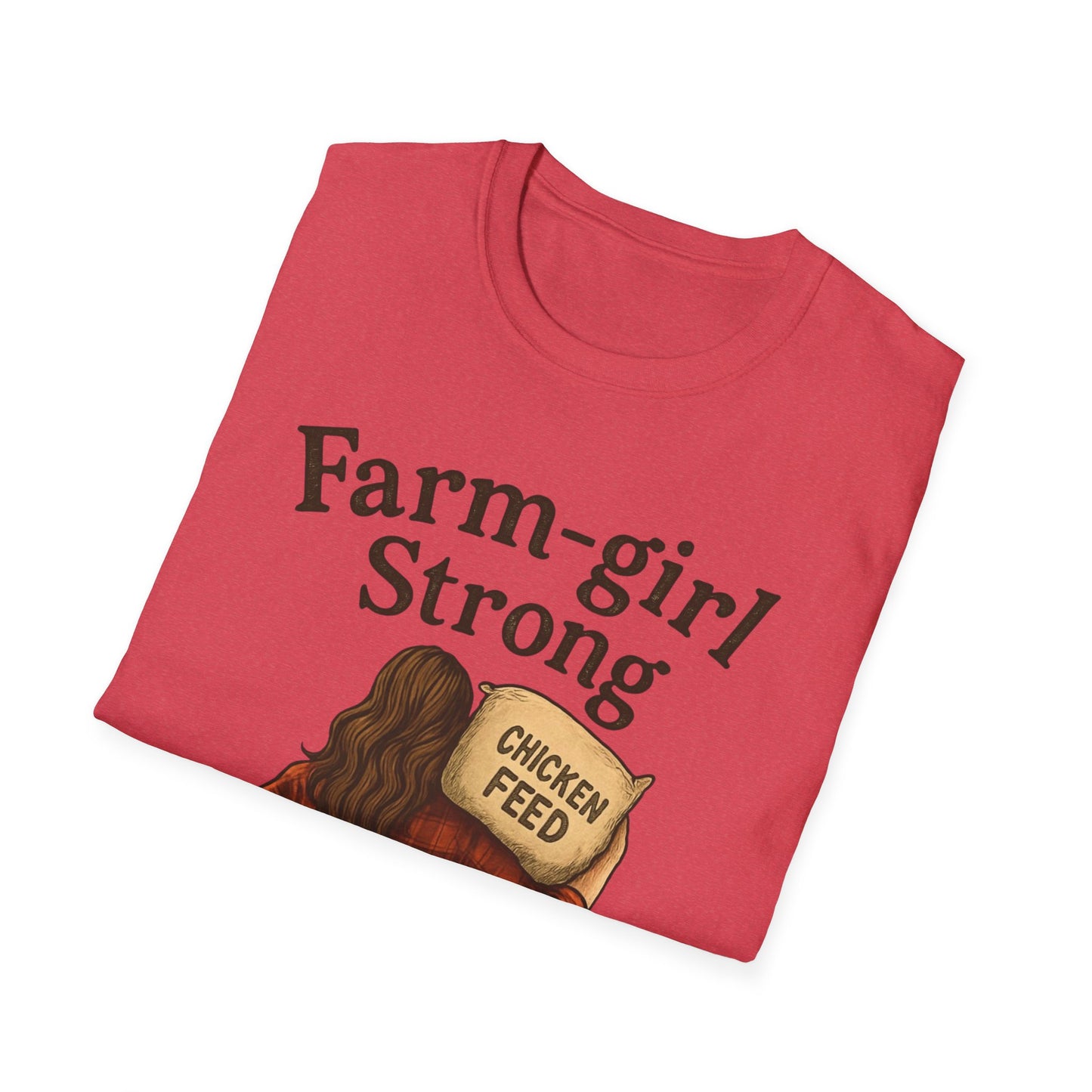 Farm-Girl Strong T-Shirt, Unisex Softstyle Tee, Country Life Apparel, Gift for Farmers, Farm-Themed Clothing, Cute Farm T-Shirt