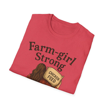 Farm-Girl Strong T-Shirt, Unisex Softstyle Tee, Country Life Apparel, Gift for Farmers, Farm-Themed Clothing, Cute Farm T-Shirt