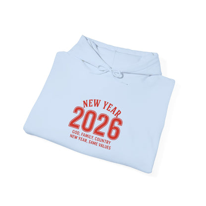 2026 New Year Hoodie - Minimal Red Celebration Sweatshirt