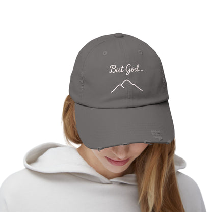 Distressed Cap with 'But God...' Quote, Inspirational Hat for Outdoor Enthusiasts, Gift for Faith Lovers, Everyday Style Accessory, [...]