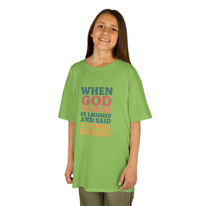 God Laughed Kids Tee, Fun Kids T-Shirt, Inspirational Quote Shirt, Birthday Gift, Faith-Based Apparel