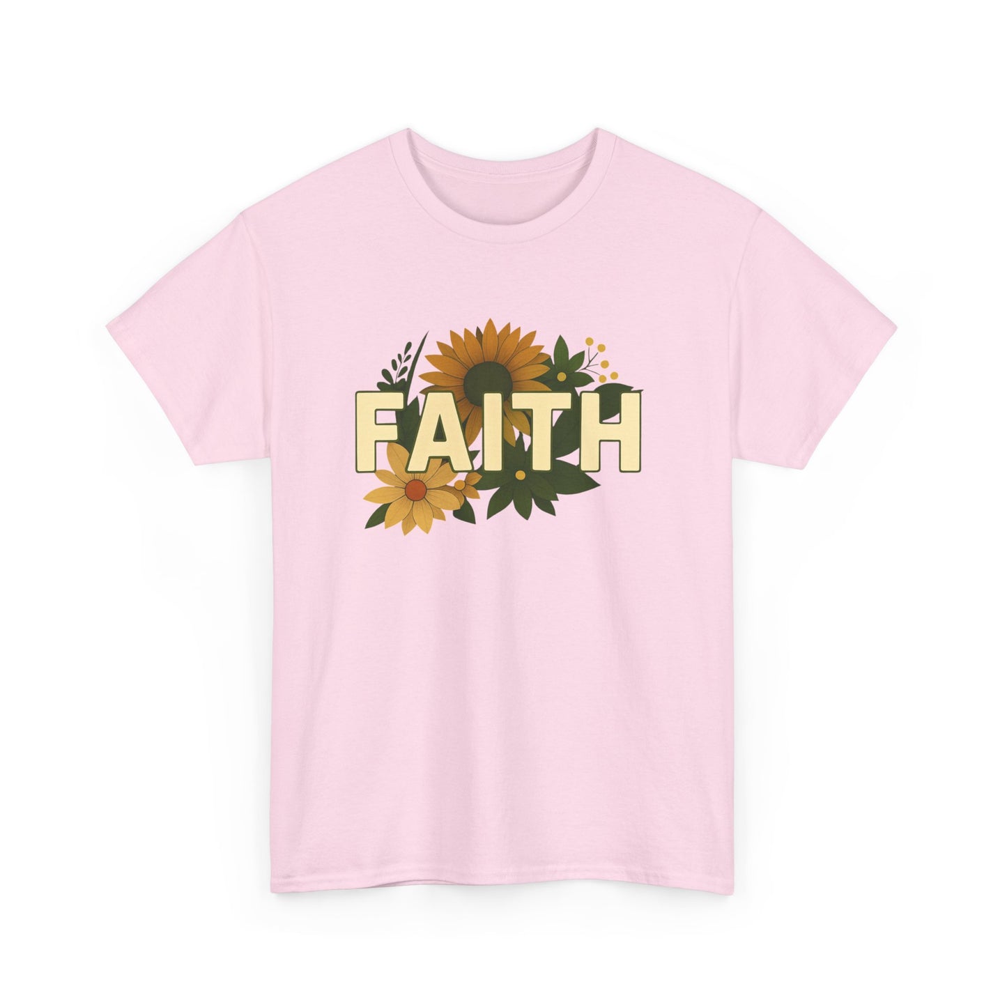 Faith Floral Unisex Tee, Inspirational Shirt for Everyday Wear, Sunflower Graphic Tee, Gift for Family and Friends, Faith-Based Apparel