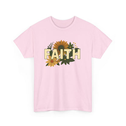 Faith Floral Unisex Tee, Inspirational Shirt for Everyday Wear, Sunflower Graphic Tee, Gift for Family and Friends, Faith-Based Apparel