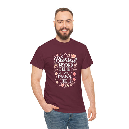 Blessed Beyond Belief Tee, Inspirational Unisex Heavy Cotton T-Shirt, Faith-Based Gift, Motivational Apparel, Casual Wear, Unique Top