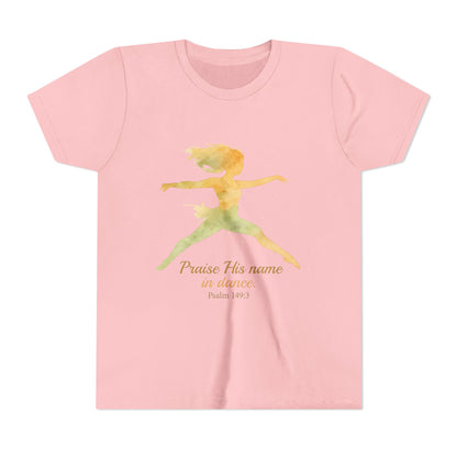 Praise His Name Youth Tee, Inspirational Kids Shirt, Watercolor Dance Shirt, Christian Youth Apparel, Gift for Young Dancers
