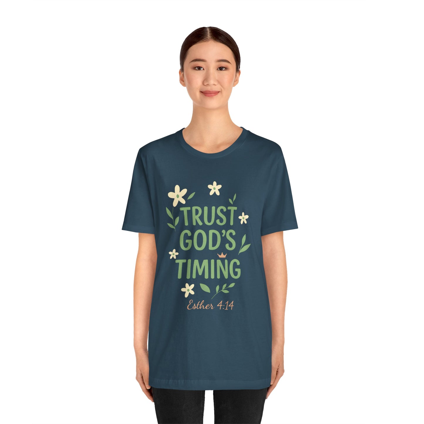 Trust God's Timing Tee, Inspirational Short Sleeve Shirt, Faith-Based Apparel, Gift for Believers, Bible Verse Tee, Everyday Wear