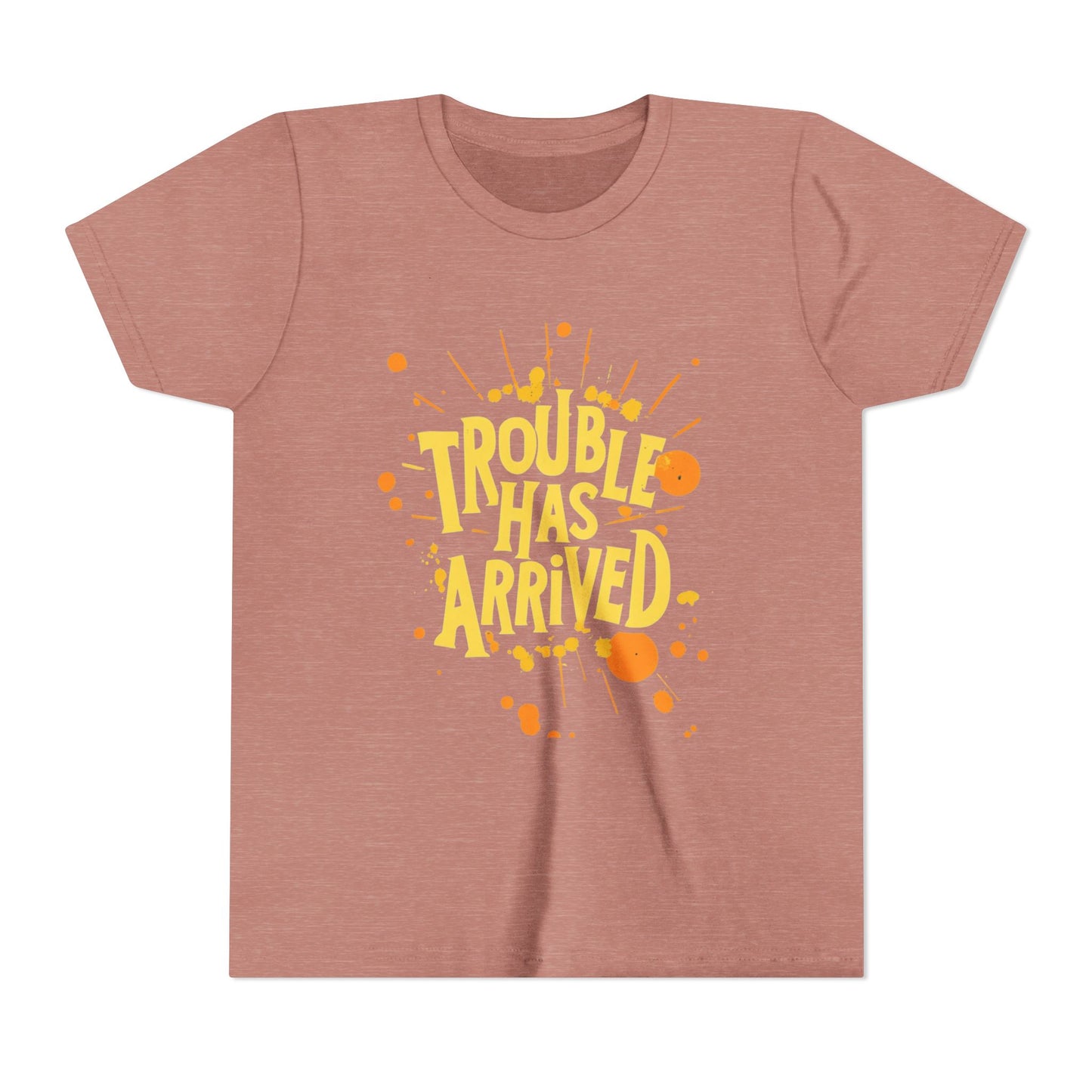 Youth Tee: "Trouble Has Arrived" - Fun, Playful Shirt for Kids, Perfect for Birthdays, Parties, Summer, Everyday Wear, Gift Ideas