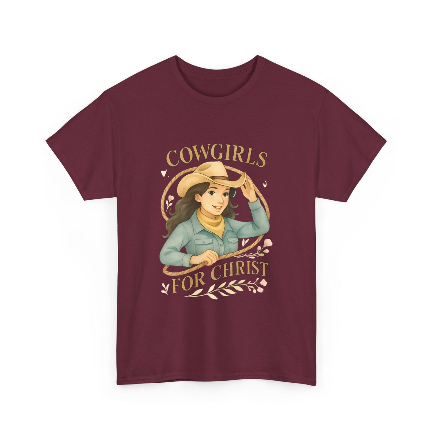 Cowgirls for Christ Unisex Heavy Cotton Tee, Christian T-Shirt, Faith-Based Apparel, Inspirational Gift, Western Clothing, Country Style Tee