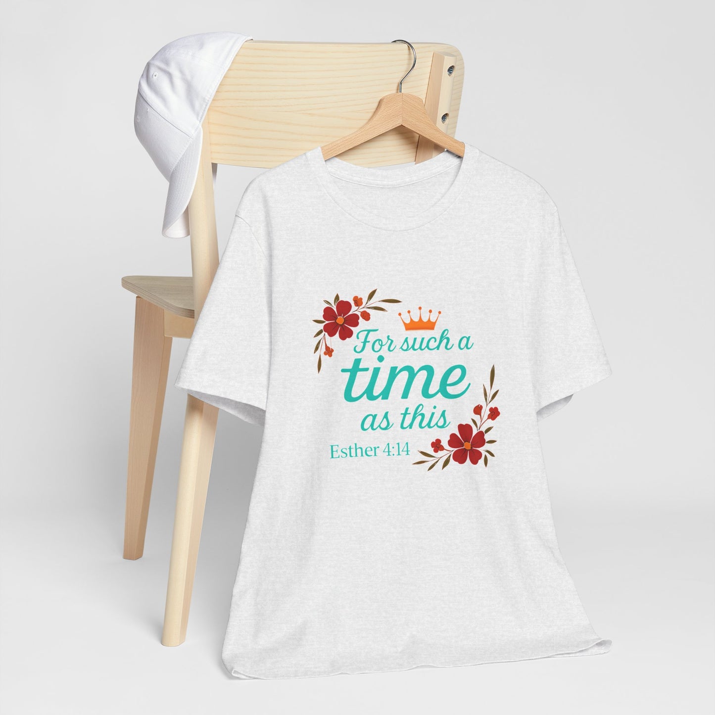 Inspirational Floral Short Sleeve Tee - 'For Such a Time as This', Motivational T-Shirt, Gift for Her, Faith-Based Apparel, Summer Top