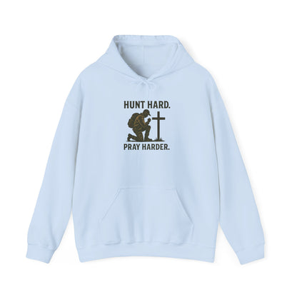 Hunt Hard Pray Hard Hoodie, Faith-Based Sweatshirt, Outdoor Enthusiast Gear, Gift for Hunters, Inspirational Apparel