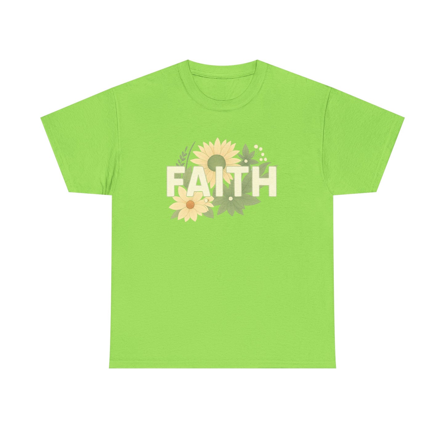 Faith-Inspired Unisex Heavy Cotton Tee | Floral Graphic Tee, Casual T-Shirt, Spiritual Gift, Everyday Wear, Nature Lover Shirt