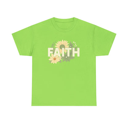 Faith-Inspired Unisex Heavy Cotton Tee | Floral Graphic Tee, Casual T-Shirt, Spiritual Gift, Everyday Wear, Nature Lover Shirt