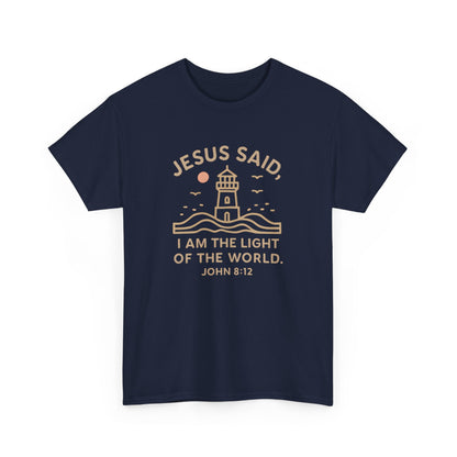 Unisex Cotton Tee with Inspirational Jesus Quote, Christian Faith T-Shirt, Light of the World Shirt for Believers, Spiritual Apparel, [...]