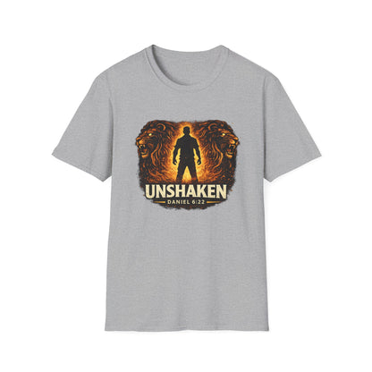Unshaken T-Shirt – Christian Faith Lion Design (Daniel 6:22)