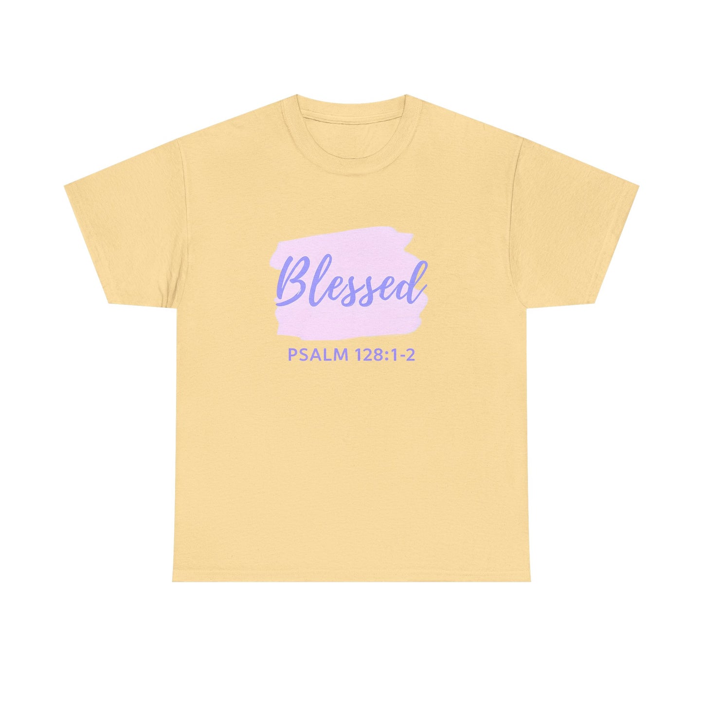 Blessed Unisex Heavy Cotton Tee, Inspirational Shirt, Faith-Focused Apparel, Gift for Religious Occasions, Psalm 128:1-2