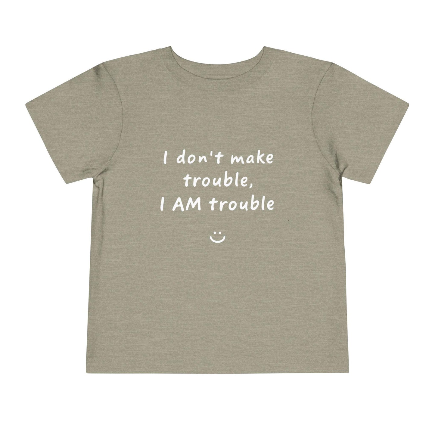 Toddler Trouble Tee - Fun Short Sleeve Shirt, Kids Casual Top, Birthday Gift, Playdate Apparel, Cute Slogan Tee
