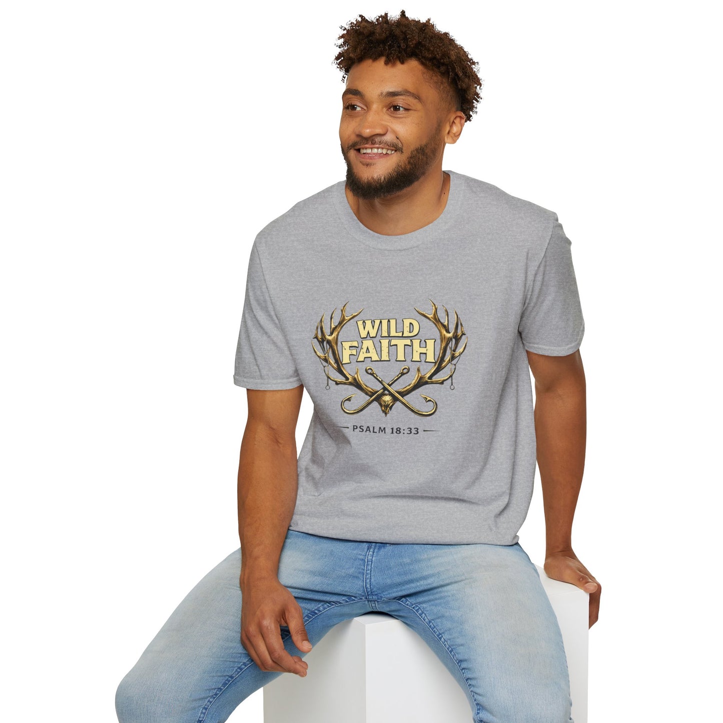 Wild Faith T-Shirt — Psalm 18:33 Antler Christian Graphic Tee