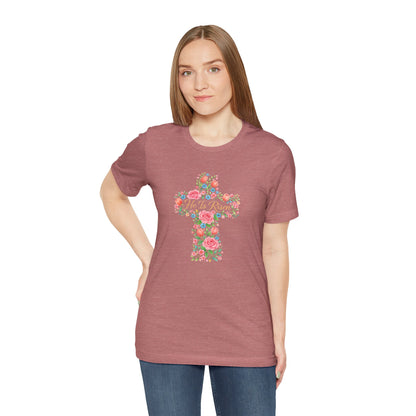 Floral Cross T-Shirt — Vintage Rose Faith Tee