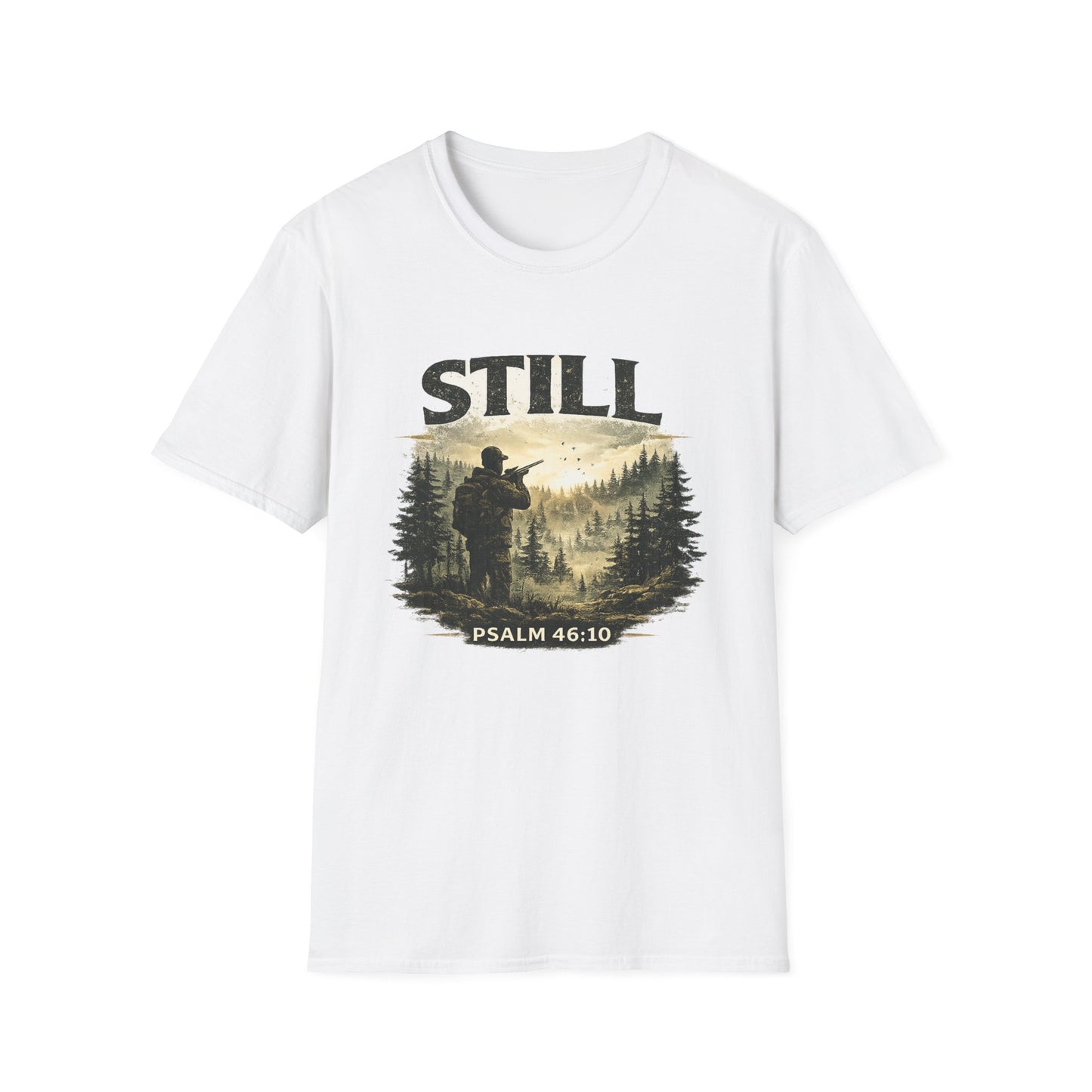 Still Psalm 46:10 T-Shirt — Rustic Outdoors Christian Faith Tee