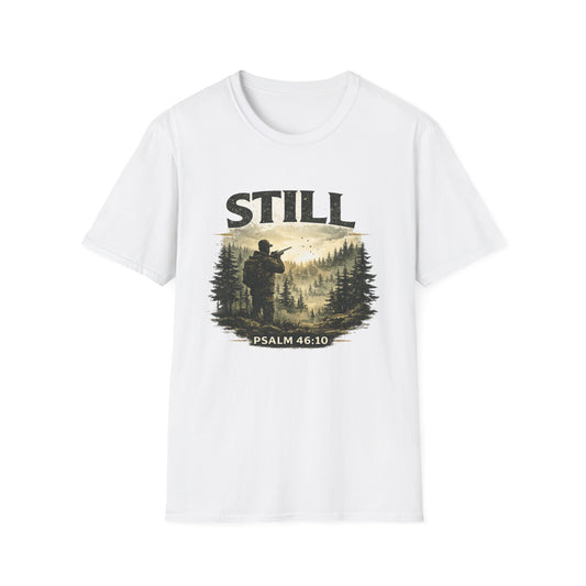 Still Psalm 46:10 T-Shirt — Rustic Outdoors Christian Faith Tee