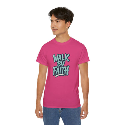 Walk by Faith Inspirational Unisex Tee, Motivational T-Shirt, Faith-Based Clothing, Gift for Believers, Casual Everyday Wear
