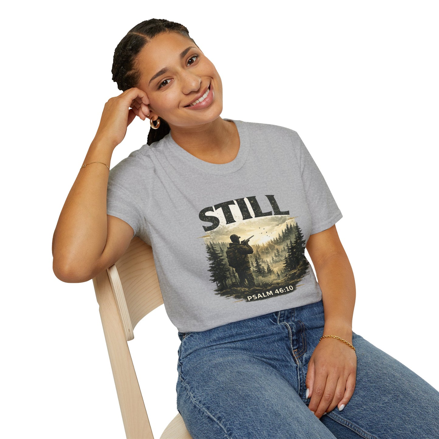 Still Psalm 46:10 T-Shirt — Rustic Outdoors Christian Faith Tee