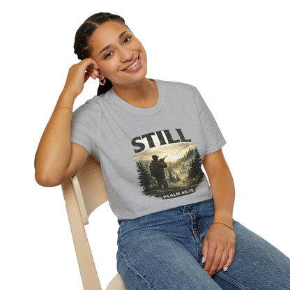 Still Psalm 46:10 T-Shirt — Rustic Outdoors Christian Faith Tee