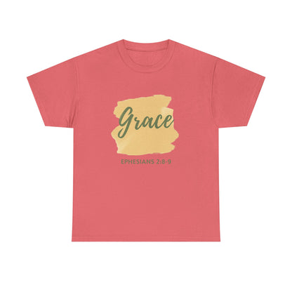 Inspiring Unisex Heavy Cotton Tee - Grace Ephesians 2:8-9, Christian Apparel, Faith-Based Gift, Everyday Wear, Relaxed Fit Tee