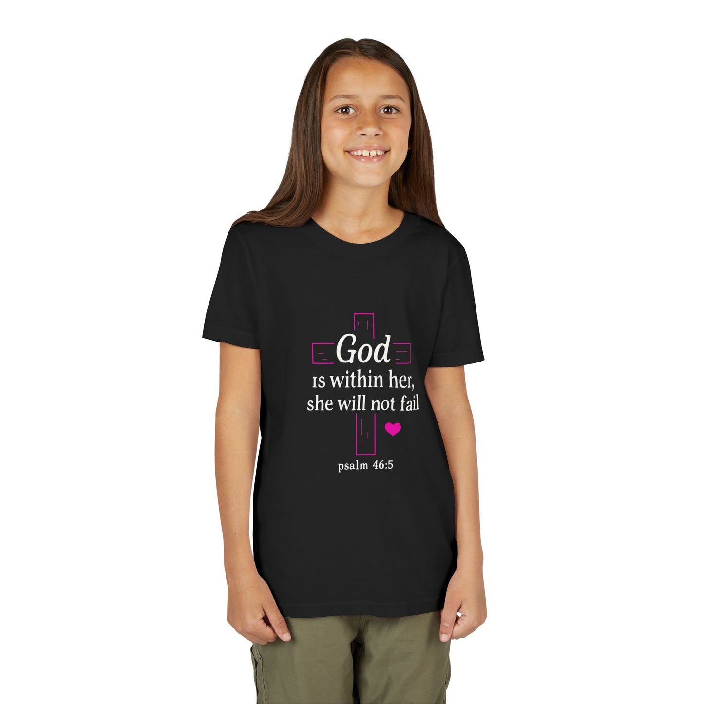 Christian Faith Youth Tee, Inspirational Shirt, Cross Design, Heart Graphic Tee, Gift for Teens, Religious Apparel