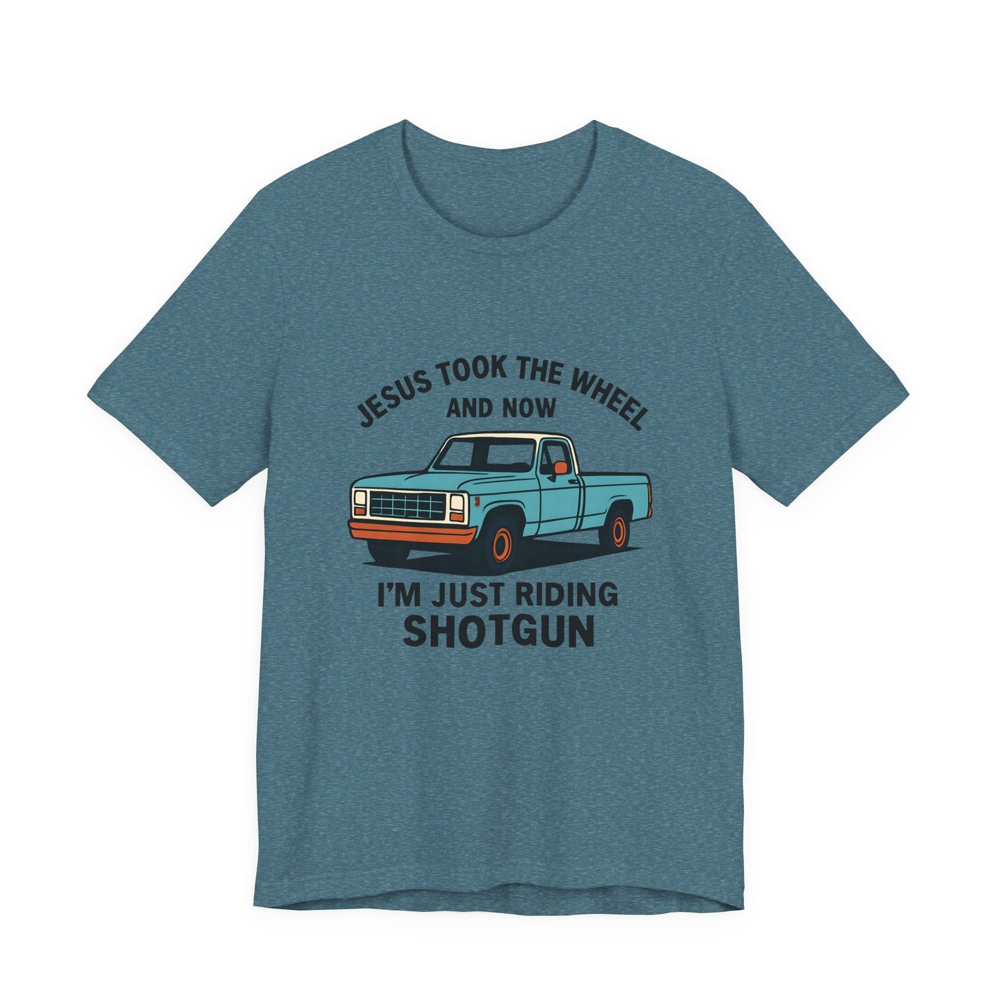 Jesus Took the Wheel Tee, Funny Christian Shirt, Shotgun Humor T-Shirt, Gift for Car Lovers, Casual Faith-Based Apparel