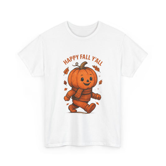Happy Fall Y'all Unisex Heavy Cotton Tee, Autumn T-Shirt, Pumpkin Graphic Shirt, Cozy Fall Apparel, Halloween Outfit, Harvest Celebration