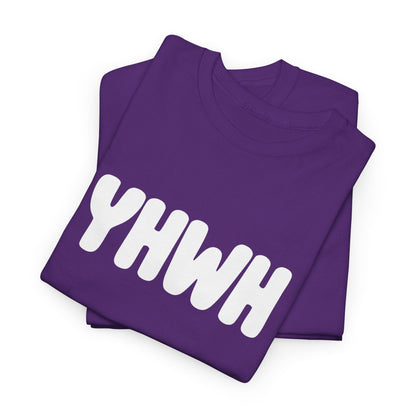 YHWH Unisex Heavy Cotton Tee, Spiritual T-Shirt, Casual Wear, Gift for Him/Her, Faith-Based Apparel, Trendy Everyday Tee