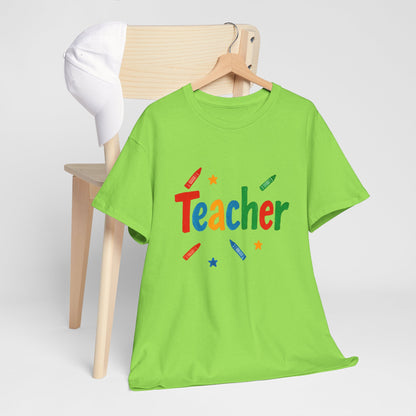 Colorful Teacher Appreciation Unisex Heavy Cotton Tee - Gifts for Educators, Back to School, Classroom, Birthday, Fun Teacher Shirt