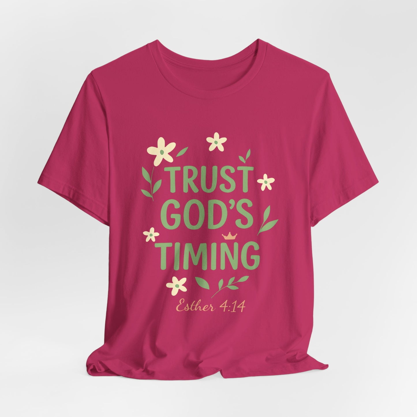 Trust God's Timing Tee, Inspirational Short Sleeve Shirt, Faith-Based Apparel, Gift for Believers, Bible Verse Tee, Everyday Wear