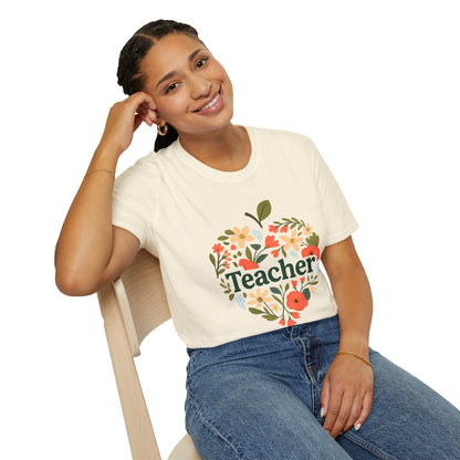 Floral Teacher T-Shirt | Perfect Gift for Educators, Back to School, Teacher Appreciation, Classroom Wear, Cute Teacher Shirts
