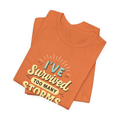 Survived Storms Tee: Motivational Unisex Jersey Tee, Inspirational Gift, Casual Wear, Self-Care Shirt, Empowerment Apparel