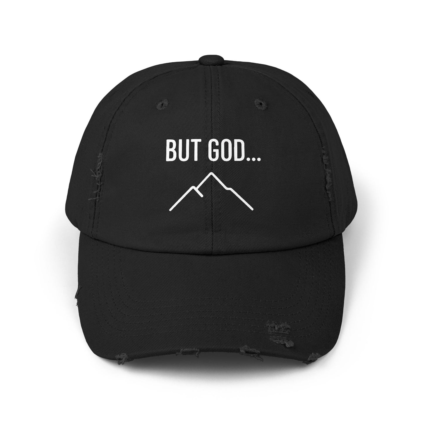 Unisex Distressed Cap with Inspirational Quote , Mountain Theme, Perfect for Outdoors, Gifts, Casual Wear, Faith-Based Apparel