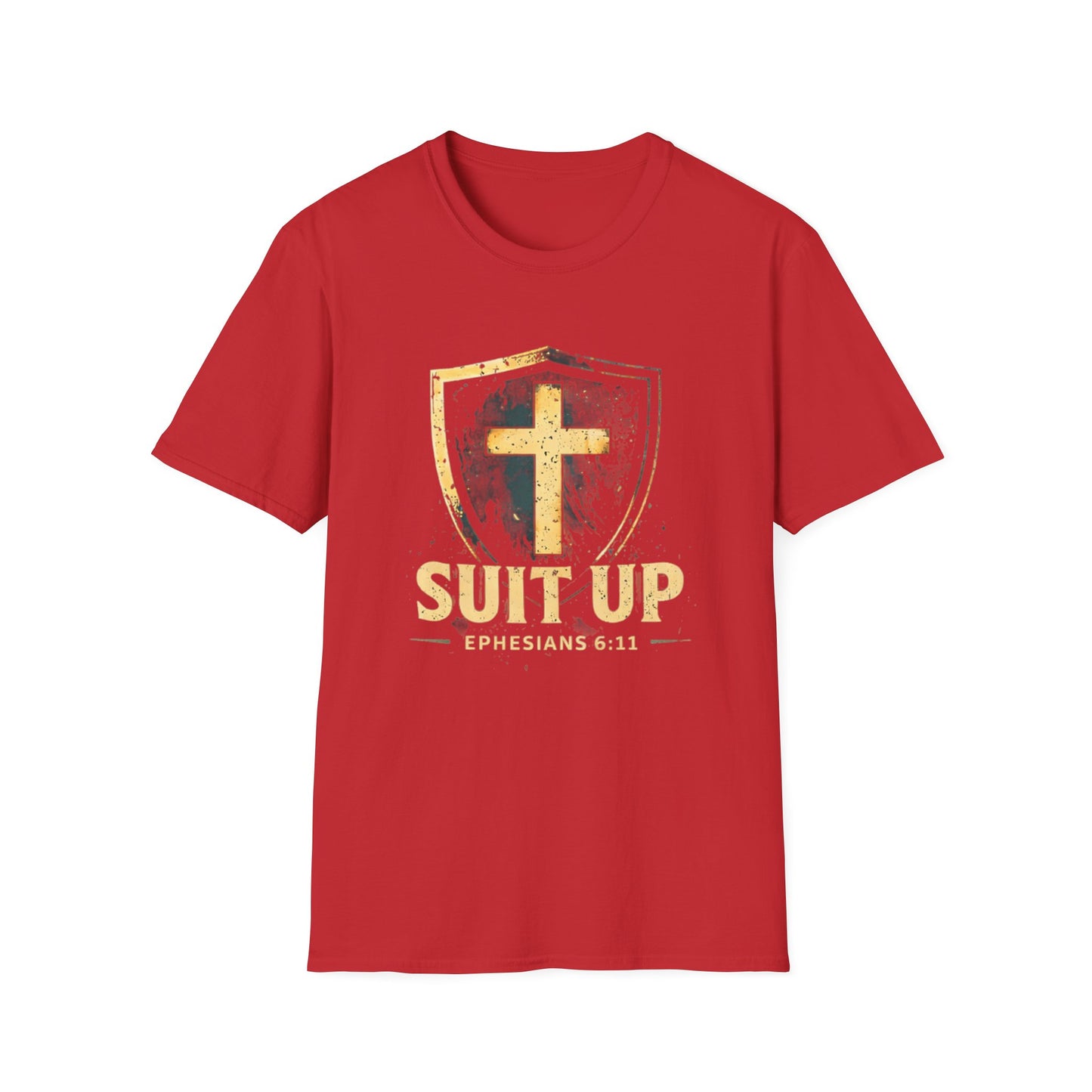 Suit Up T‑Shirt — Christian Cross Shield Tee (Ephesians 6:11)