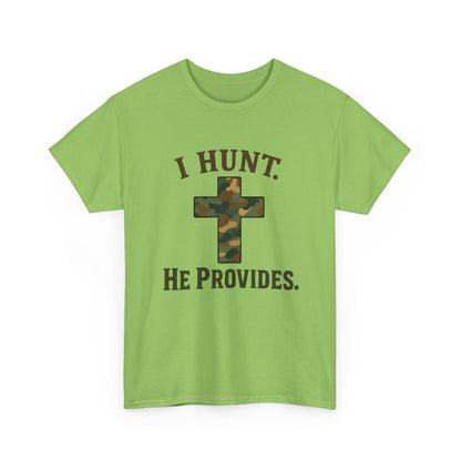 Christian Hunting Tee, I Hunt He Provides Shirt, Outdoor Enthusiast Gift, Faith-Based Apparel, Everyday Casual Wear
