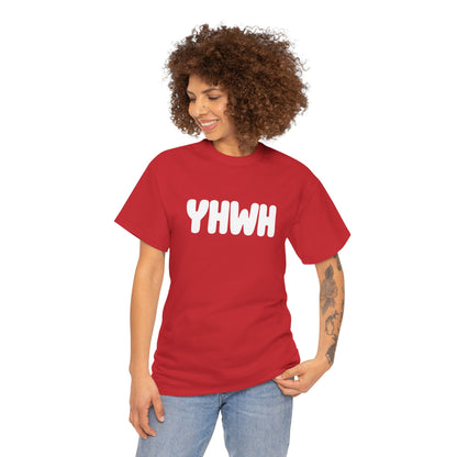 YHWH Unisex Heavy Cotton Tee, Spiritual T-Shirt, Casual Wear, Gift for Him/Her, Faith-Based Apparel, Trendy Everyday Tee