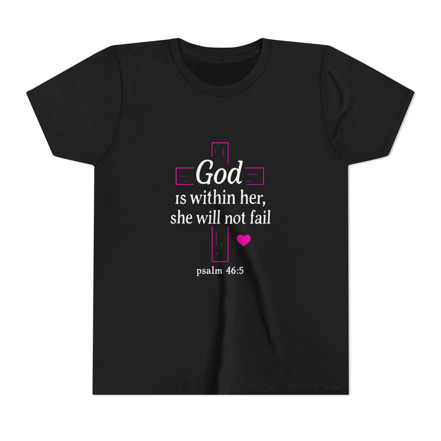 Christian Faith Youth Tee, Inspirational Shirt, Cross Design, Heart Graphic Tee, Gift for Teens, Religious Apparel