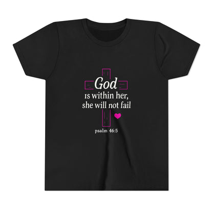 Christian Faith Youth Tee, Inspirational Shirt, Cross Design, Heart Graphic Tee, Gift for Teens, Religious Apparel
