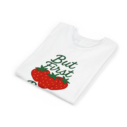 Strawberry Prayer Youth Tee, But First Pray T-Shirt for Kids, Faith-Based Apparel, Summer Wear, Cute Gift for Girls