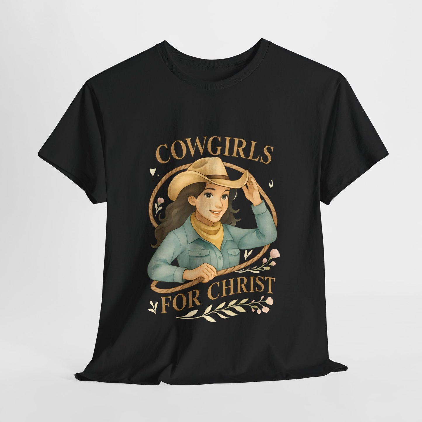 Cowgirls for Christ Unisex Heavy Cotton Tee, Christian T-Shirt, Faith-Based Apparel, Inspirational Gift, Western Clothing, Country Style Tee