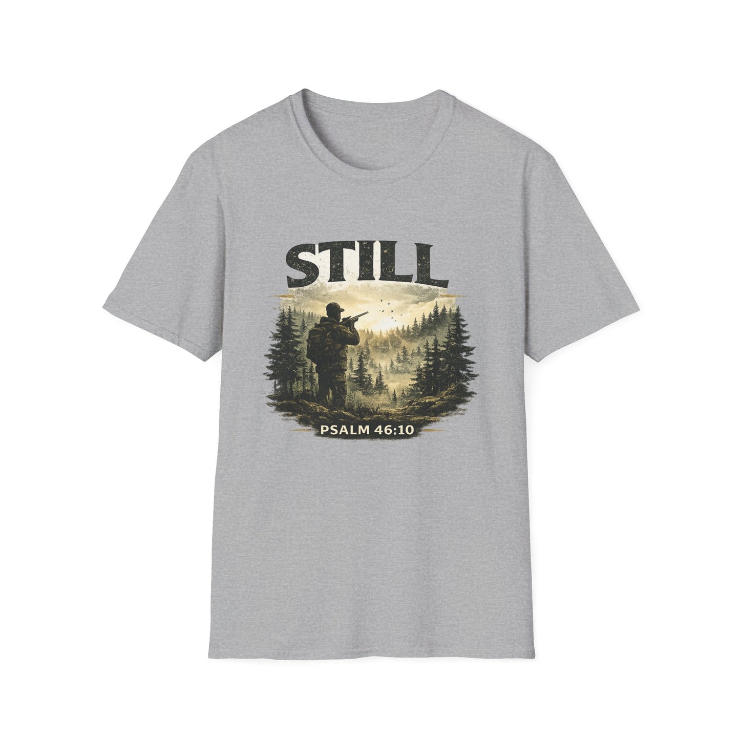 Still Psalm 46:10 T-Shirt — Rustic Outdoors Christian Faith Tee