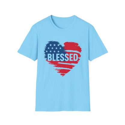 Patriotic Blessed Heart T-Shirt, Unisex T-Shirt, July 4th Shirt, Gift for Veterans, Casual Tee, Everyday Wear
