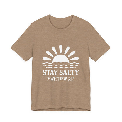 Stay Salty Unisex Short Sleeve Tee - Perfect for Beach Days, Casual Outings, Gifts, Summer Vibes, Bible Verse Apparel